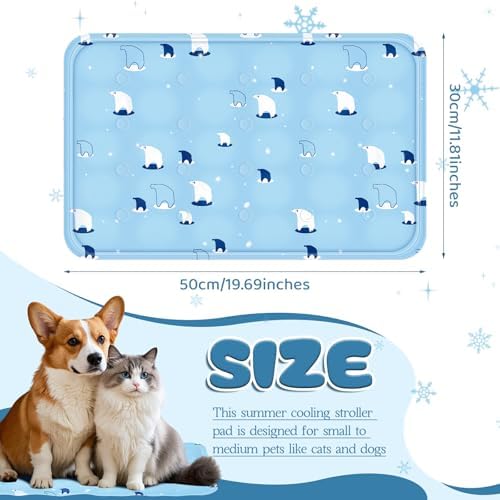 Nuanchu Pet Cooling Mat, Sky Blue Bear, 11.81 x 19.69 Inches, 1 Pcs - Image 2
