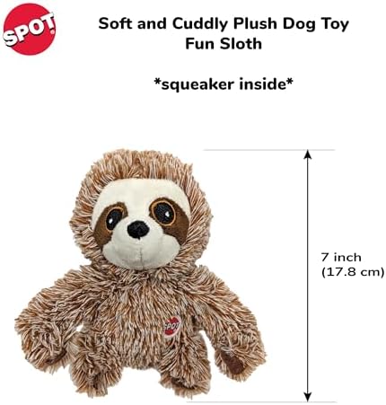 SPOT Fun Sloth Dog Toy - Soft, Stuffed, Squeaky, Plush Fabric Toy for Mini and Small Dogs and Puppies, Enrichment for Light Chewers and Cuddlers, 7in - Image 3