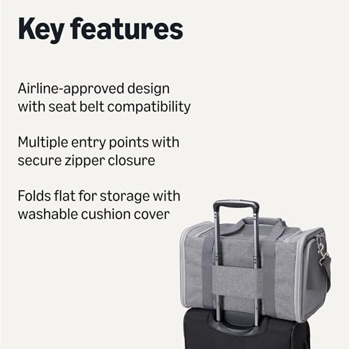 Amazon Basics Soft Cat & Dog Carrier with Adjustable Shoulder Strap, Airline-Approved, Foldable and Portable Design, Mesh Ventilation, Folds Flat for Storage - Image 2