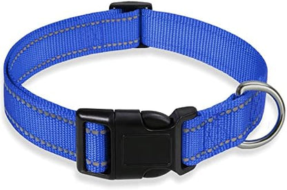 Reflective Dog Collar, Puppy Collar with Buckle Adjustable, Navy Blue XXS by BOOMIBOO