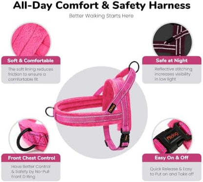 Didog No Pull Dog Harness for Medium Dogs, Soft Flannel Padded, Hot Pink, M - Image 5