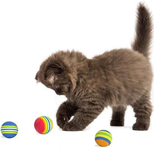 VOVIGGOL 12 Pack Rainbow Cat Toy Balls Soft EVA Foam Interactive Indoor Kittens Favorite Toys 1.38" Dia. Small Dogs Puppies Toy Balls Bulk Activity Chase Quiet Play Sponge Ball - Image 7