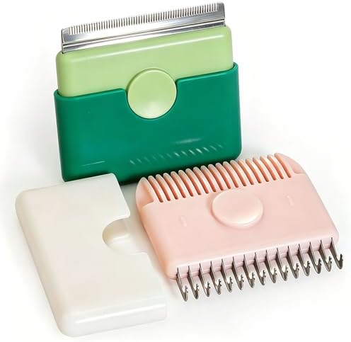 Cat Combs Set of 2, Portable Grooming Tool, Small, Pink & Green by Unknown