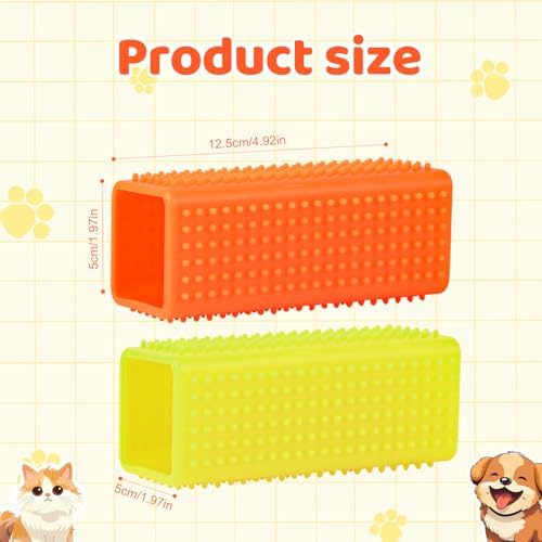 PEUTIER 2pcs Silicone Pet Hair Brushes, Convenient Block Roller Cleaner Reusable Pet Hair Carpet Brush Portable Carpet Cleaner Roller for Furnishings Sofa Carpets Couch Bedding (Yellow & Orange) - Image 2