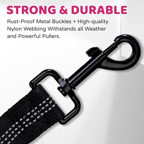 Double Dog Leash Coupler-360° Swivel, No Tangle Dual Walking Leash Attachment with Adjustable Strap & Reflective Shock Absorbing Bungee, Split Lead for Two Different Size Dogs - Image 6