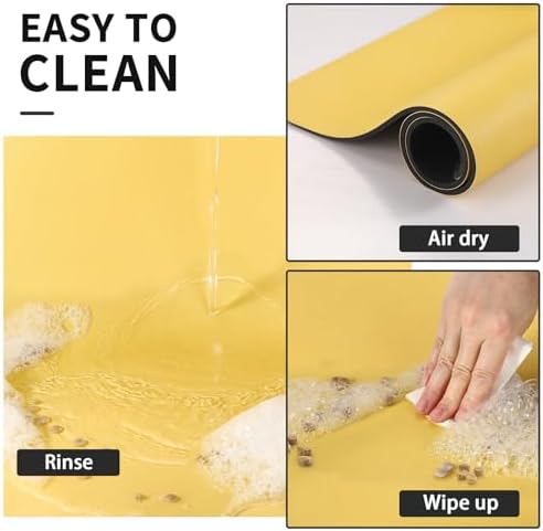HotLive Dog Food Mat - Absorbent Cat Mat for Food and Water, No Stains Pet Feeding Bowl Mat, Easy to Clean Pet Placemats, Quick Dry Dog Water Dispenser Mat for Messy Drinkers | Paw Yellow 24"x36" - Image 3