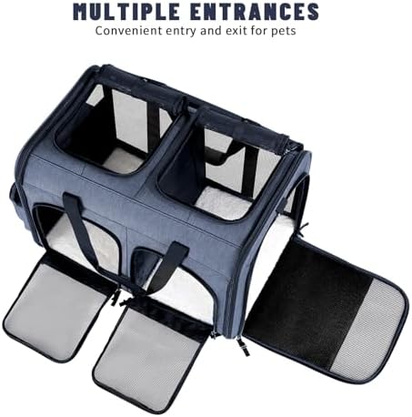 Cat Carrier for 2 Cats,Double Cat and Dual Dog Carrier Cabin for Two Pets - Image 3