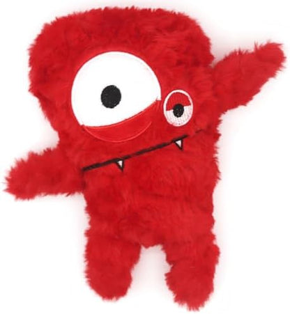 Monster Stuffed Squeaky Dog Toy, Crinkle Dog Plush Toy, Red by HUGEME