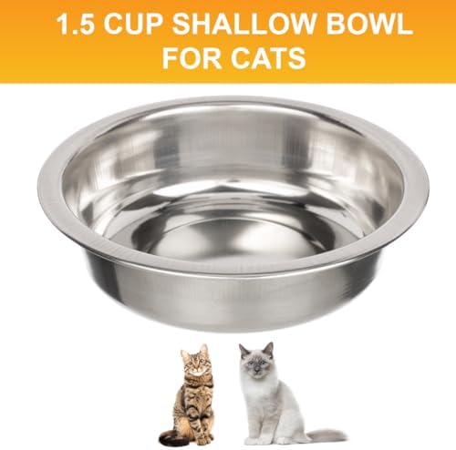 Neater Pet Brands 1.5 Cup (12 oz.) Shallow Stainless Steel Cat Bowls, 1 Single Neater Feeder Replacement Bowl (Deluxe Model), Metal Cat Dishes for Food and Water, Whisker Friendly, Dishwasher Safe - Image 2