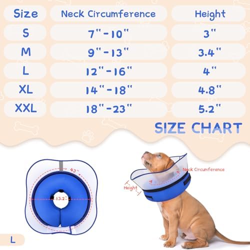 Supet Raised Inflatable Dog Cone Collar to Stop Licking, Soft Dog Cone Alternative After Surgery, Pet Neck Donut Collar for Small Medium Large Dogs - Image 6