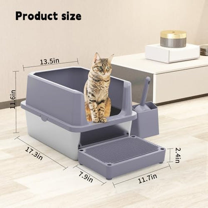 RIZZARI Cat Litter Box Non-Porous: Open High Sides for Indoor Cats - Image 2