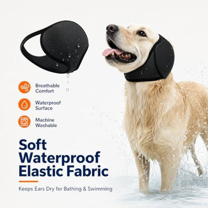 Dog Ear Muffs Noise Protection, Waterproof Calming Dog Ear Wrap for Anxiety Relief, No Shake Ear Flap Cover Snood Hoodie for Hematoma Recovery, Bathing, Grooming & Fireworks - Image 7
