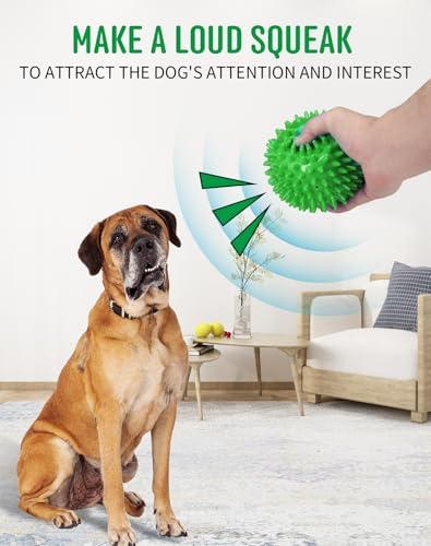 Pweituoet 4.5” Heavy Duty Squeaky Dog Balls for Medium Large Dogs, Dog Toys for Aggressive Chewers, Spike Ball Toys for Clean Teeth and Training(2 Pack) (4.5" 4apck) - Image 5