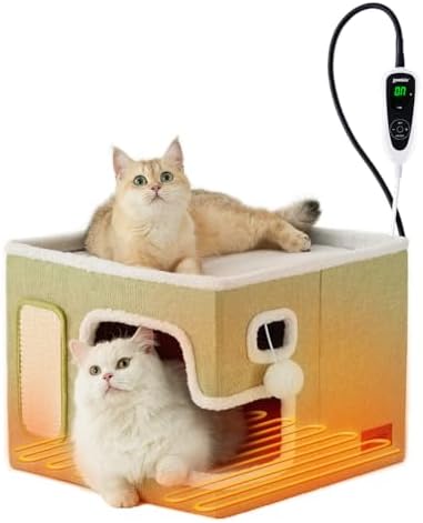 ZOMISIA Heated Cat House Bed for Indoor Cats, Cat Hideway Cube for Sleeping by Zomisia