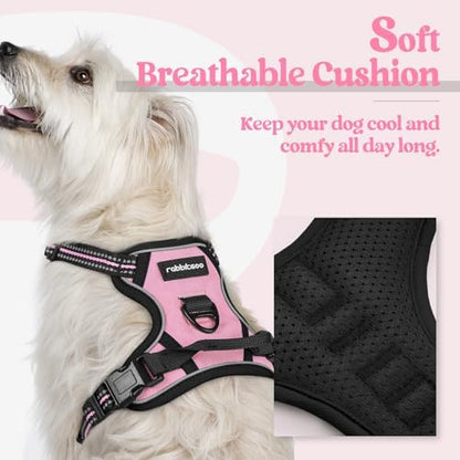 rabbitgoo Dog Harness No Pull with 2 Leash Clips, Adjustable Soft Padded, Reflective Oxford No Choke Pet Vest with Easy Control Handle for Puppy, Pink, XS - Image 2