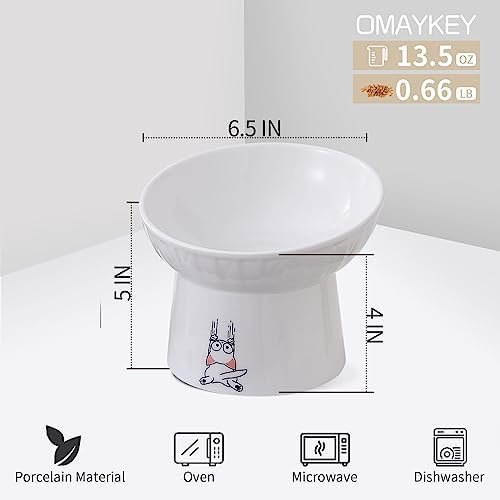 6.5 Inch Extra Wide Ceramic Raised Cat Bowls, Porcelain Tilted Elevated Cat Food Water Bowl Dish, Stress Free Pet Feeder Dishes for Cats & Small Dogs, Whisker Fatigue, White & Pink - Image 3