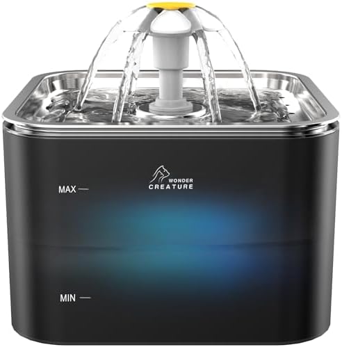 Wonder Creature Crystal Cat Water Fountain Stainless Steel Lid, 101oz/3L by WonderCreature