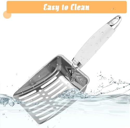 Cat Litter Scoop - Stainless Steel Metal Cat Litter Scoop-Sturdy Mesh Scooper - Mesh Shovel-Easy to Clean - Suitable for Cat Litter Box -Grey White-Christmas - Image 5