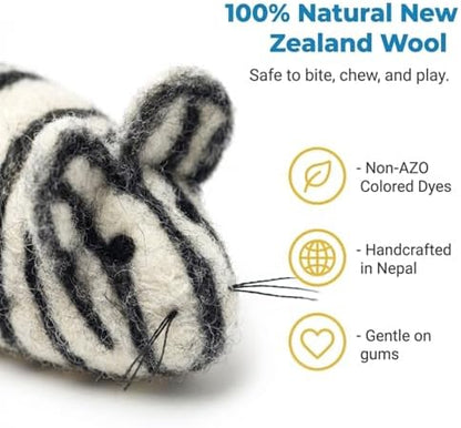 Glaciart One Felt Mouse Cat Toy – Soft Fuzzy Enrichment 100% Natural Wool - Interactive Catnip Play Cat Toy Set - Safe for Pets, Non-AZO Colored Dyes - 100” Long - Image 4