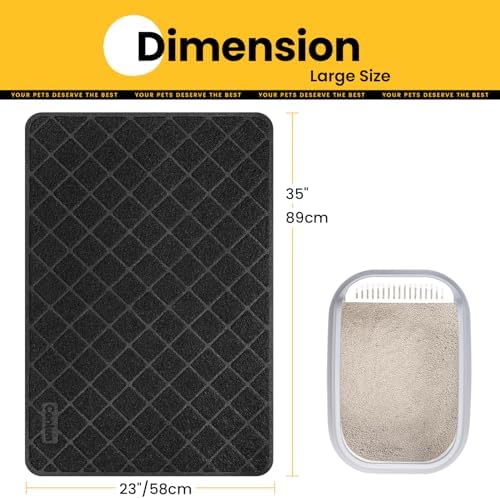 Conlun Cat Litter Mat Litter Trapping Mat, 35" x 23" Premium Durable PVC Grid Mesh with Scatter Control, Non-slip, Less Waste Cat Litter Box Mat, Soft on Kitty’s Paws, Urine Waterproof - Image 2