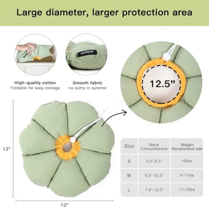 Cat Cone Collar,Cute Waterproof Cat Recovery Collar,Anti-Bite Lick Wound Healing Safety Elizabethan e Collar for Cats,Green Flower All-Season Style - Image 5