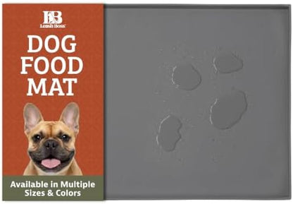 Leash Boss Waterproof Silicone Pet Feeding Mat - Raised-Edge Spill Containment Dog Placemat - Non-Slip Dishwasher-Safe Pet Food Mat for Bowls - 20 x 13 in, Gray by LeashBoss