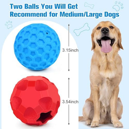 2 Pack Dog Toy Balls for Aggressive Chewers, Treat Ball and Squeaky Ball - Image 2