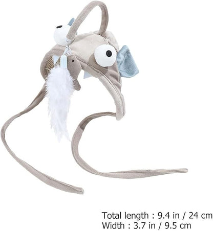 POPETPOP Pet Cat Teaser 2pcs Head Mounted Cat Headgear Interactive Self-Service Adjustable Size Hat