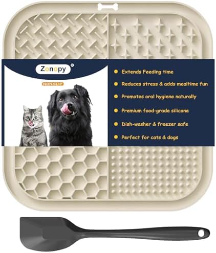 Licking Mat for Dogs & Cats with Suction Cups, 1 Pack Square Dog Slow Feeder Lick Pat for Anxiety Relief and Boredom, Dog Toys to Keep Them Busy, Pets Grooming Training Bathing Mat by GiftsforChildAdultandPet