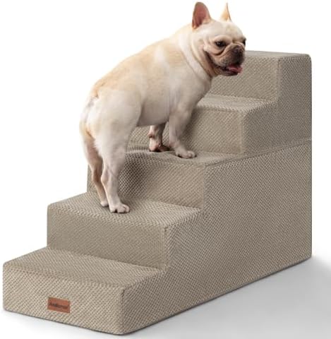 Aodisman Dog Stairs for High Beds 22.6" H, 5-Step Pet Steps for Small Dogs by AODISMAN