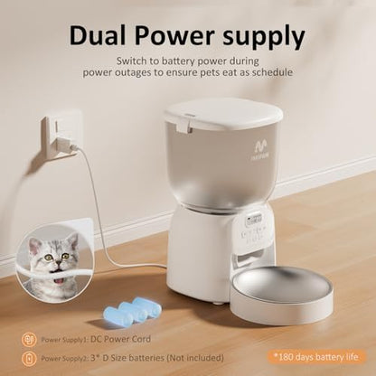 IMIPAW PET Automatic Cat Feeder: 4L Cat Food Dispenser Timed Precise Auto Feeder Programmable 1-6 Meals- Easy to Clean& Dual Power with Desiccant Bag Keeps Food Fresh- Reliable Pet Feeder for Cats - Image 3