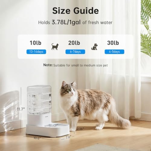 PAWGETHER® Automatic Cat Water Dispenser with 1 Filter Gravity Water Bowl for Dogs, 1 Gallon/3.5L Dog Water Bowl Dispenser, Cat Waterer, Easy to Fill - Image 5