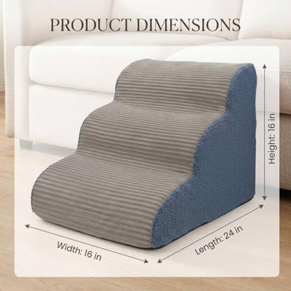 3-Step Foam Dog Stairs for Bed & Couch, 16" H,Grey - Image 5