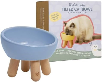 The Cat Ladies Tilted Ceramic Cat Bowl - Elevated Food Bowls Ceramic Pet Bowl - Raised Ceramics Bowls - Elevated & Tilted Design for Comfortable Eating - Dishwasher Safe - Wide Opening by TheCatLadies