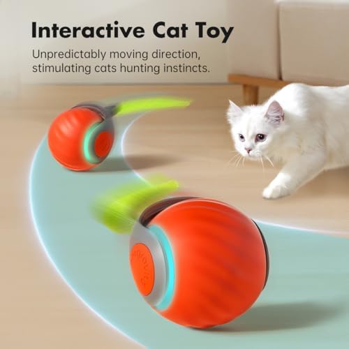 Petgravity Speedy Sprint Ball Toy for Cat Type-C Rechargeable Interactive Cats Toy (Orange 2.0) - Image 5