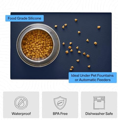 GORILLA GRIP Dog Food Mat, 100% Waterproof Silicone, 18.5x11.5 Navy - Image 5