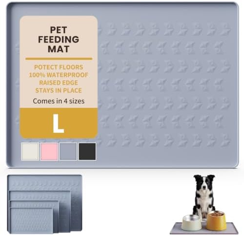 Waterproof Silicone Pet Feeding Mat, Dog Cat Food Water Bowl, Raised Edge by CHARMROSE
