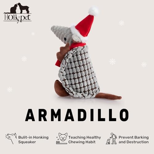 Hollypet Armadillo Squeaky Puppy Dog Toys for Small Medium Dogs, Christmas - Image 4