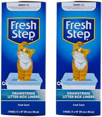 Fresh Step Drawstring Cat Litter Liners, Scented, 3 ft x 19 in, 7 Ct, 2-Pk by FreshStep