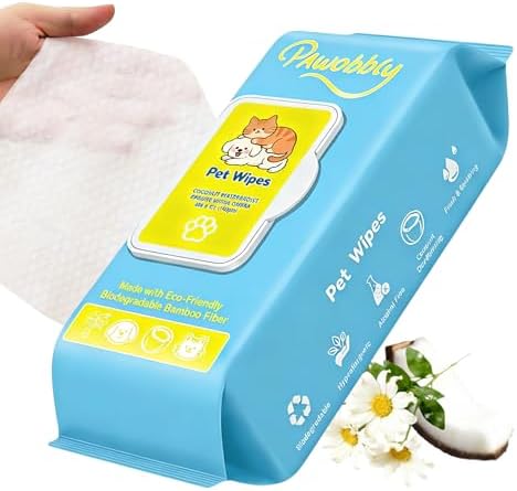 Pet Wipes for Dogs and Cats, Deodorizing Dog Cleaning Wipes with Coconut Extract, Extra Thick Hypoallergenic Dog Wipes for Paws and Butt Ears Eyes Coats, 100 Count by Unknown