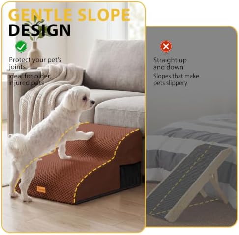 2-Step Dog Stairs for Small Dogs, Non-Slip Foam Pet Steps for Low Couch Bed - Image 4