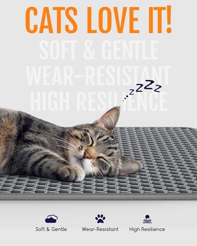 Powools Cat Litter Mat, Double-Layer, 30 x 24 in, Urine-Proof, Grey - Image 3