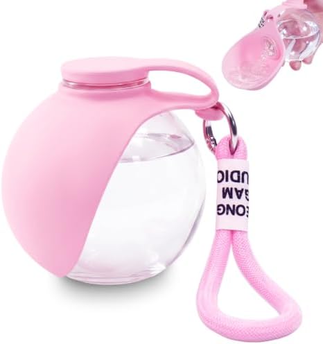 Spherical Portable Dog Water Bottle - Leak-Proof Travel Water Bowl for Pets, BPA-Free Plastic & Food-Grade Stainless Steel, Lightweight for Walking, Hiking, Outdoor (Transparent - Plastic) by Unknown