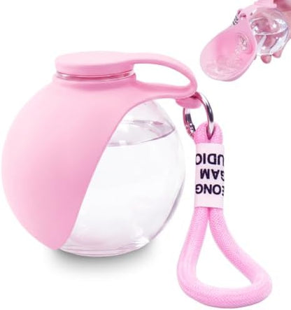 Spherical Portable Dog Water Bottle - Leak-Proof Travel Water Bowl for Pets, BPA-Free Plastic & Food-Grade Stainless Steel, Lightweight for Walking, Hiking, Outdoor (Transparent - Plastic) by Unknown