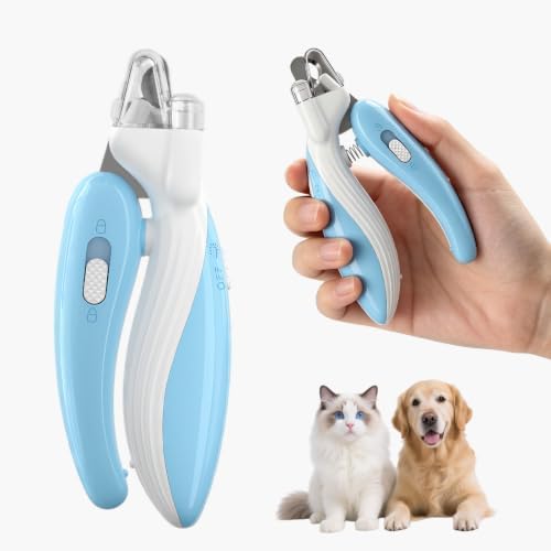 Cat Dog Pet Nail Clippers with Light – LED Safety Nail Clipper for Cats Claws, Dogs, Kittens, Guinea Pigs & Rabbits – Sharp Kitten Nail Trimmer, No Splitting, See Bloodline Quick (Blue) by Unknown