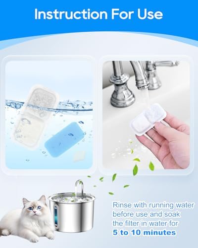 Cat Water Fountain Filter Compatible with oneisall PWF-001 2L/67oz, Cat Fountain Filters Replacement Fit for oneisall, Multilayer Filters System 8+8+8 Pack - Image 5