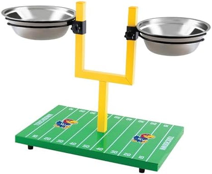 NCAA Kansas Jayhawks Goalpost Football Field Dog Feeder – Adjustable Elevated Dog Bowls with Stand, 2 Stainless Steel Bowls, Non-Slip Rubber Feet, Raised Pet Feeder for Large & Small Dogs - Image 4