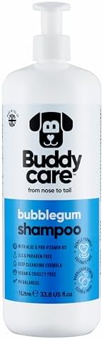 Bubblegum Dog Shampoo by Buddycare | Deep Cleansing Shampoo for Dogs | Bubblegum Scented | with Aloe Vera and Pro Vitamin B5 (33.8oz) by Unknown