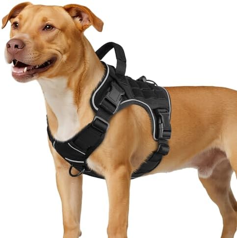 WINGOIN Black Tactical Dog Harness for Medium Size Dogs,No Pull Dog Harness by WINGOIN