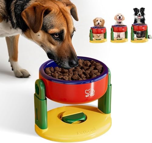 Liftable Pet Bowl, Adjustable Height Non-slip Dog Cat Dish, With Detachable Suction Cup, Feeder for Cervical Spine Protection, Anti-Tip Anti-Spill Food Water Bowls for Medium Large Pets (Red) by Unknown